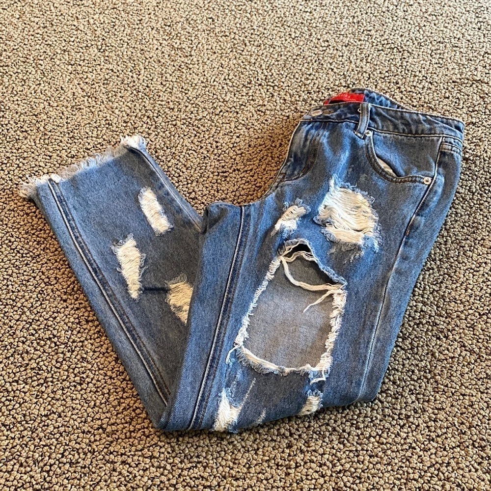 Caffeine Distressed Blue Jeans Size Small in EUC
